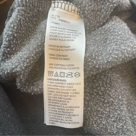 Eddie Bauer Women’s Camp Fleece 1/4 Zip Top in Size XL in Charcoal Gray. - Picture 3 of 7